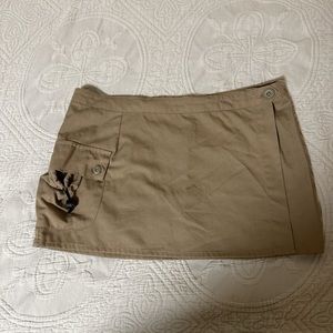 Tan Mini Skirt with Pocket Detail